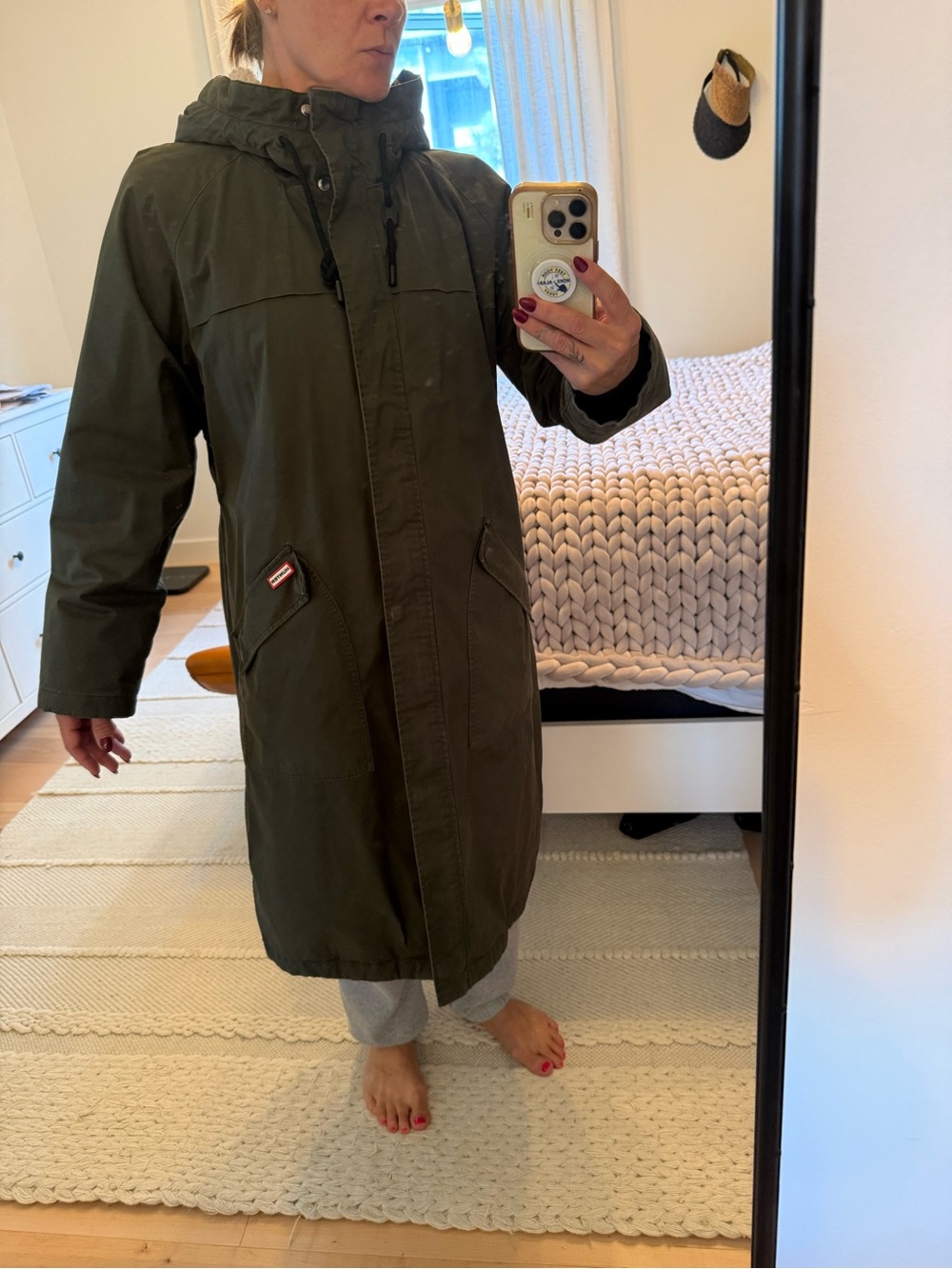 Hunter Olive Green Hooded Coat